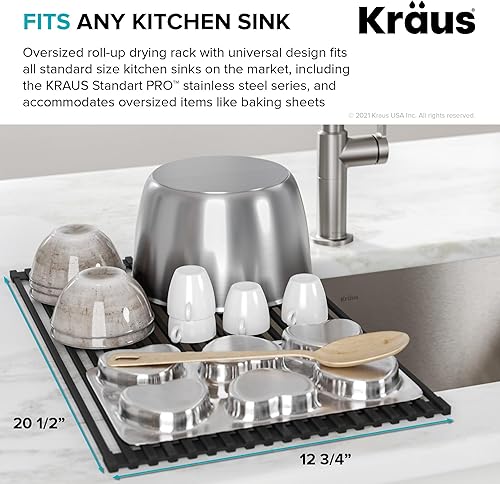 Miniatura 5 de Kraus Escurridor de platos enrollable sobre el fregadero de 20.5 pulgadas en negro azabache