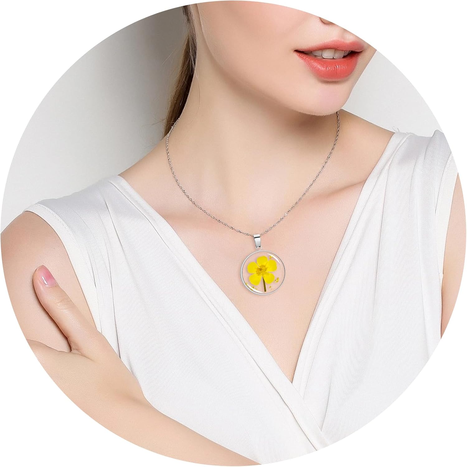 Pressed Flower Necklace Gift for Women | Personalized Handmade Necklaces | Birth Flower Necklace - Image 4