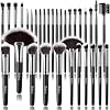 Set de Brochas de Maquillaje, SOLVE 32 Piezas Profesionales con Mango de Madera para Base, Corrector, Polvo, Rostro y Ojos, Nylon Negro, 32 Piezas 1
