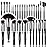 Makeup Brush Set, SOLVE 32 Pieces Professional Makeup Brushes Wooden Handle Cosmetics Brushes Foundation Concealer Powder Face Eye Make up Brushes Kit, Black