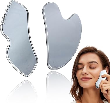 Terahertz Gua Sha Facial Tool Set Stone Lymphatic Drainage, Reduce Swelling, Relieve Facial Tension - 100% Natural Terahertz Stone Skin Care Tool