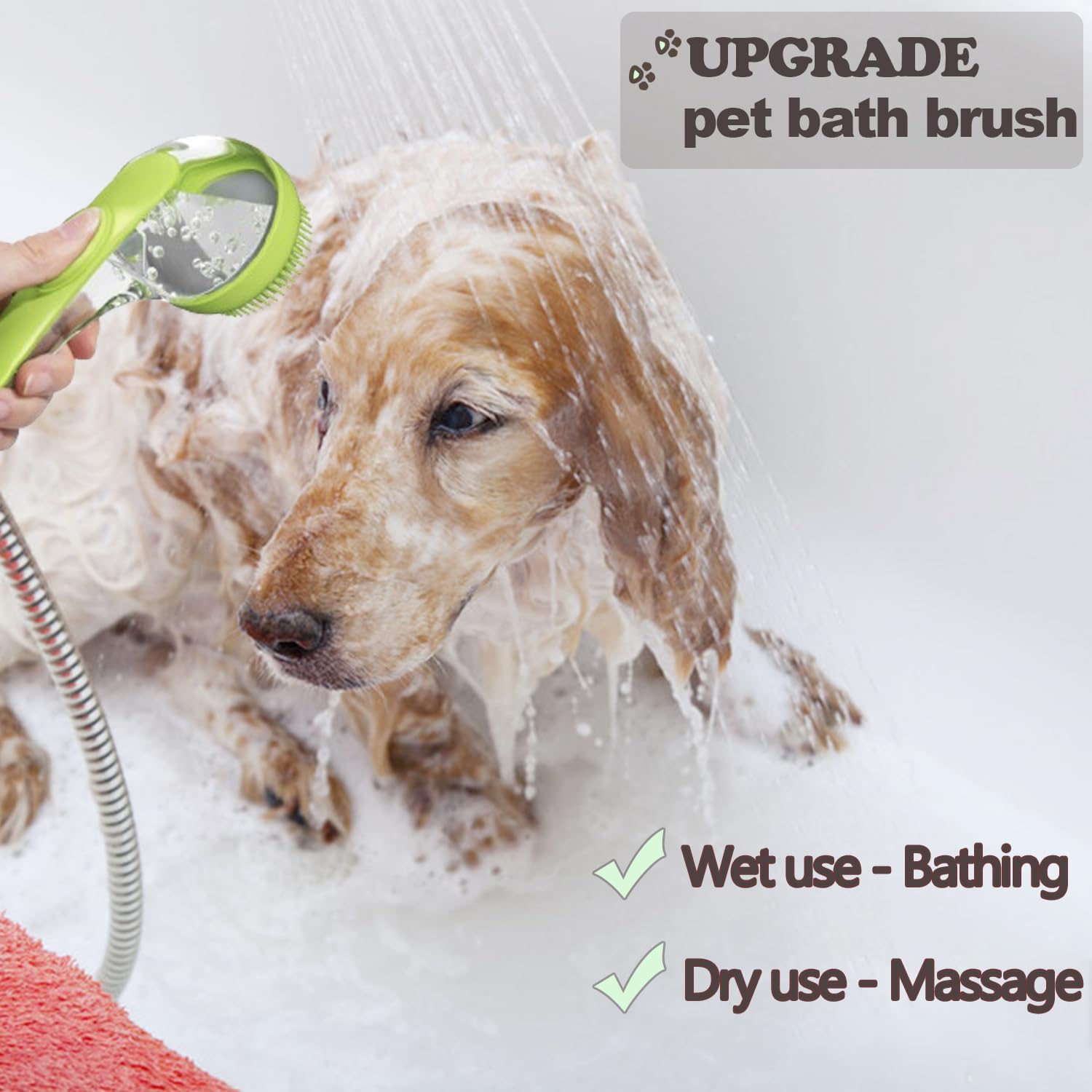 Pet Bath Brush, 2 Pack Dog Bath Brush 2 in 1 Cat Shampoo Brush with Soap Dispenser Scrubber Pet Gromming Supplies for Long and Short Haired Dogs and Cats - image 6