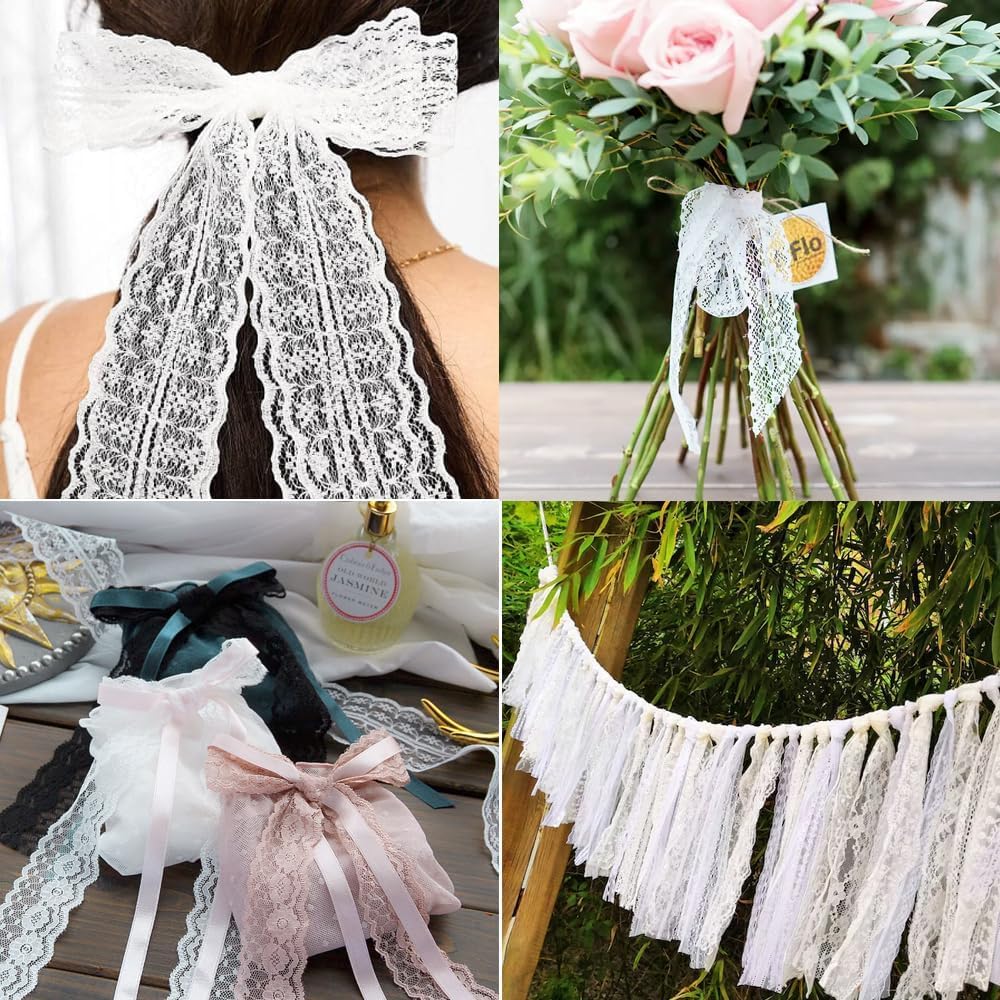 Nastro in pizzo elastico per cucito, fai da te, decorazione per vestiti, biancheria intima, abito da matrimonio, decorazione da tavolo, 15 cm x 3 m, colore: bianco