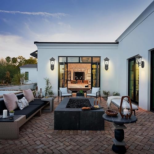 Miniatura 8 de Luminzone Luces de porche al aire libre con salida GFCI, lámpara de pared del atardecer al amanecer, lámpara de pared para porche, linterna de pared