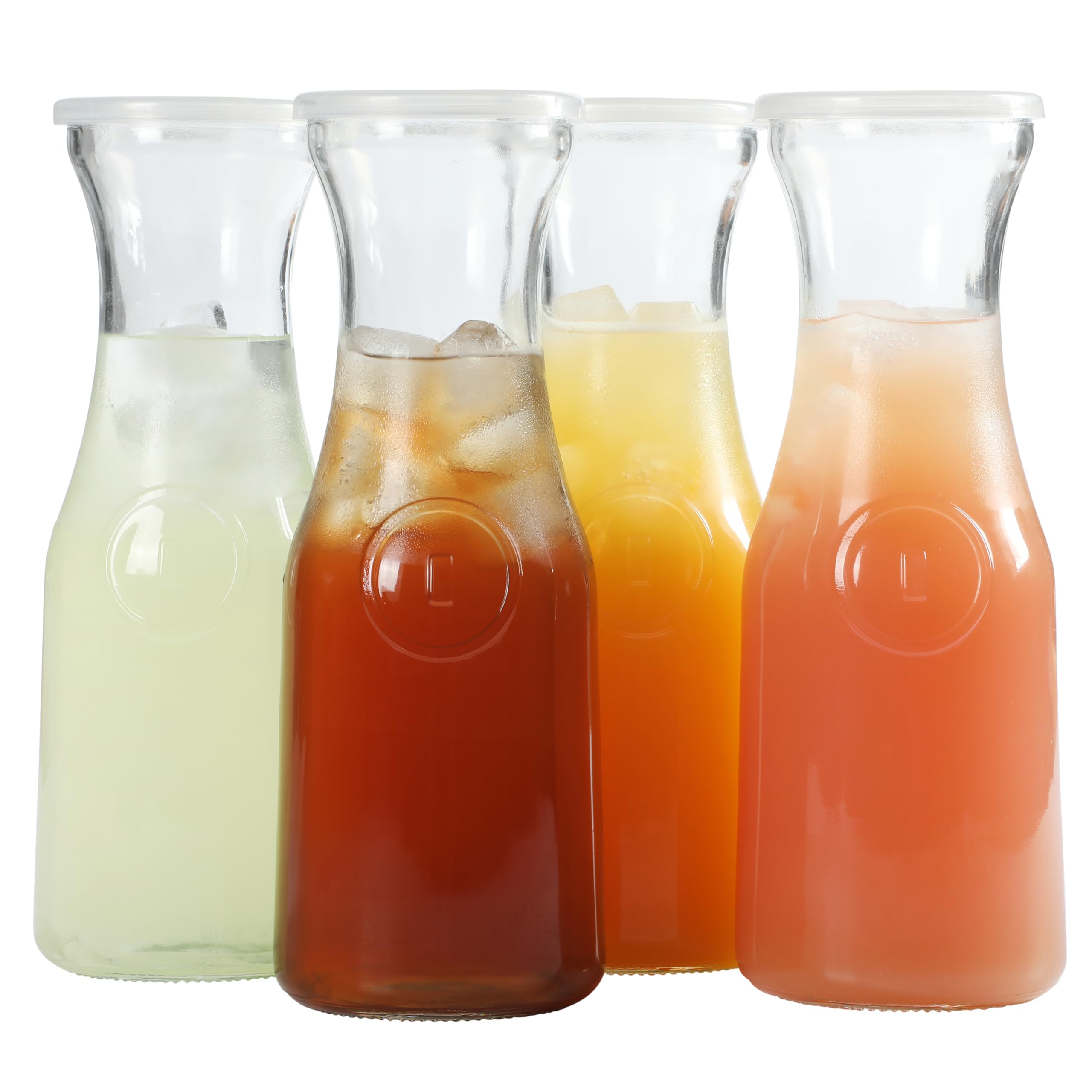 Gibson Home Windchill - Juego de 4 jarras grandes de vidrio con tapa, jarra de vidrio transparente de 2 litros, jarra de servir bebidas para bar mimosa, brunch, agua fría, jugo, leche, té helado