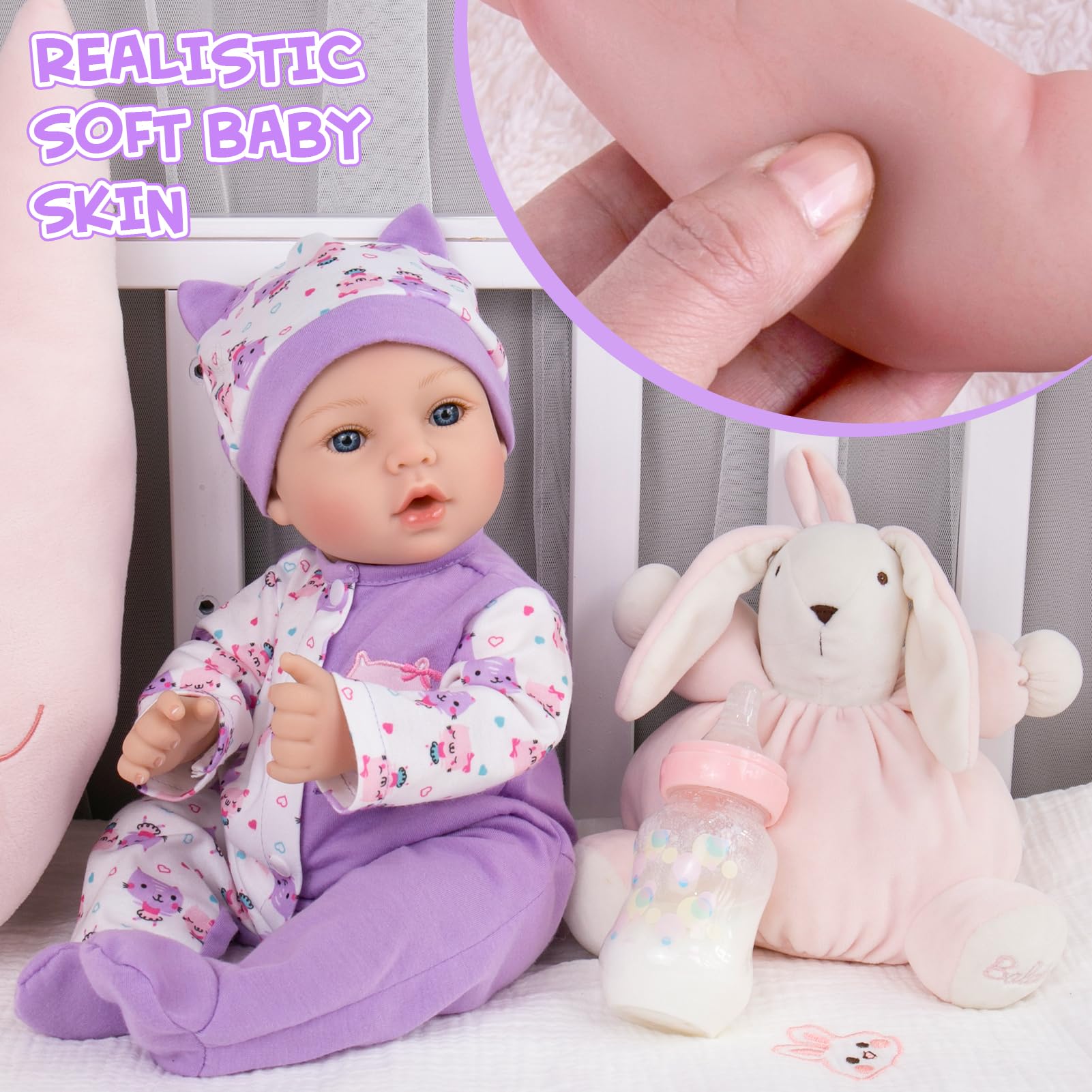 Muñecas de bebé recién nacidas realistas de 18 pulgadas que se ven reales, bonito juego de regalo para niños, futuros padres, abuelos 3