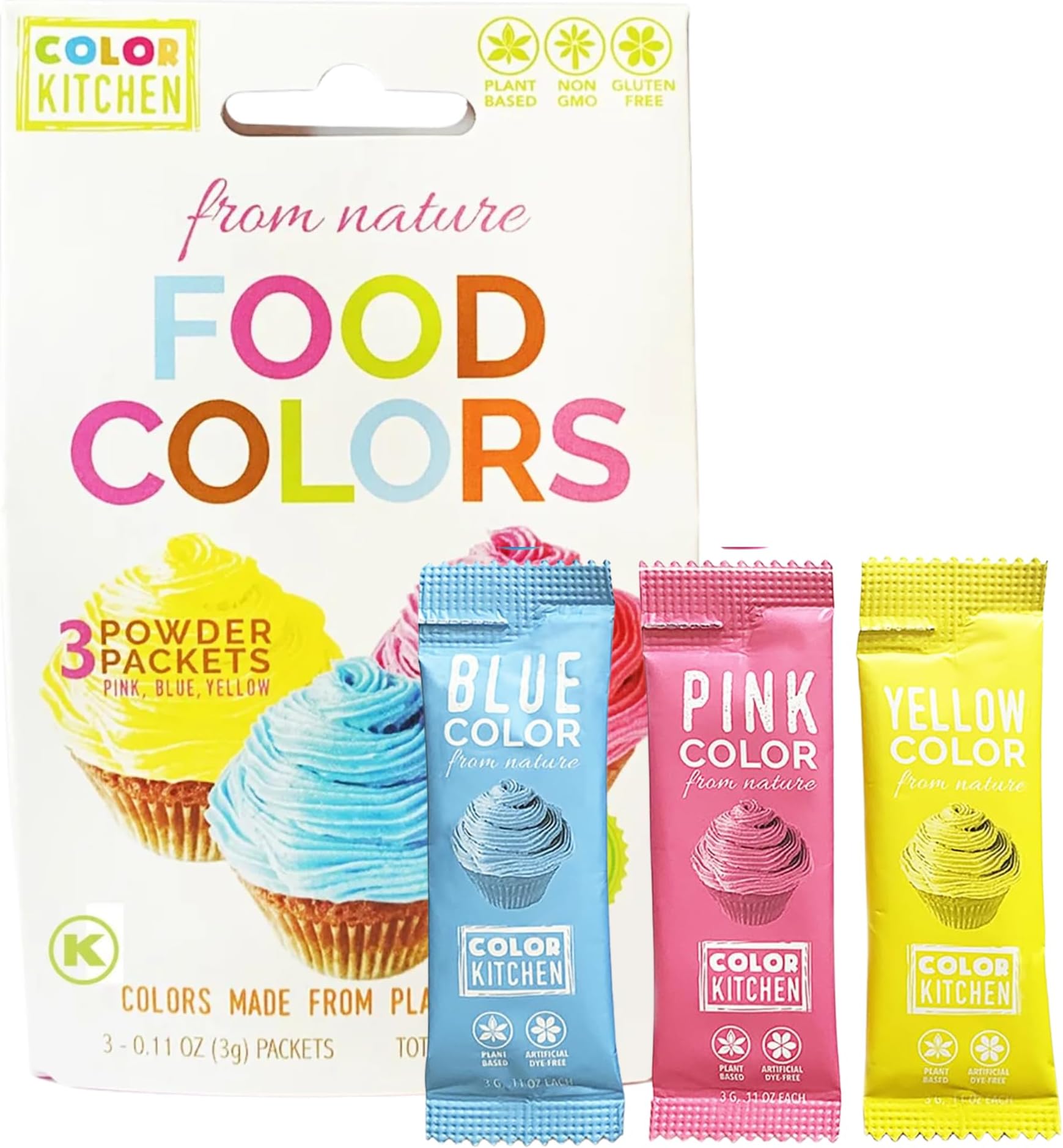 Food Coloring 3 Pack – Plant-based Colors, Artificial Dye-free, Gluten-free, Non-GMO, Kosher, Vegan, Colors for Frosting and Natural Healthy Baking, Soy free (3 Colors)