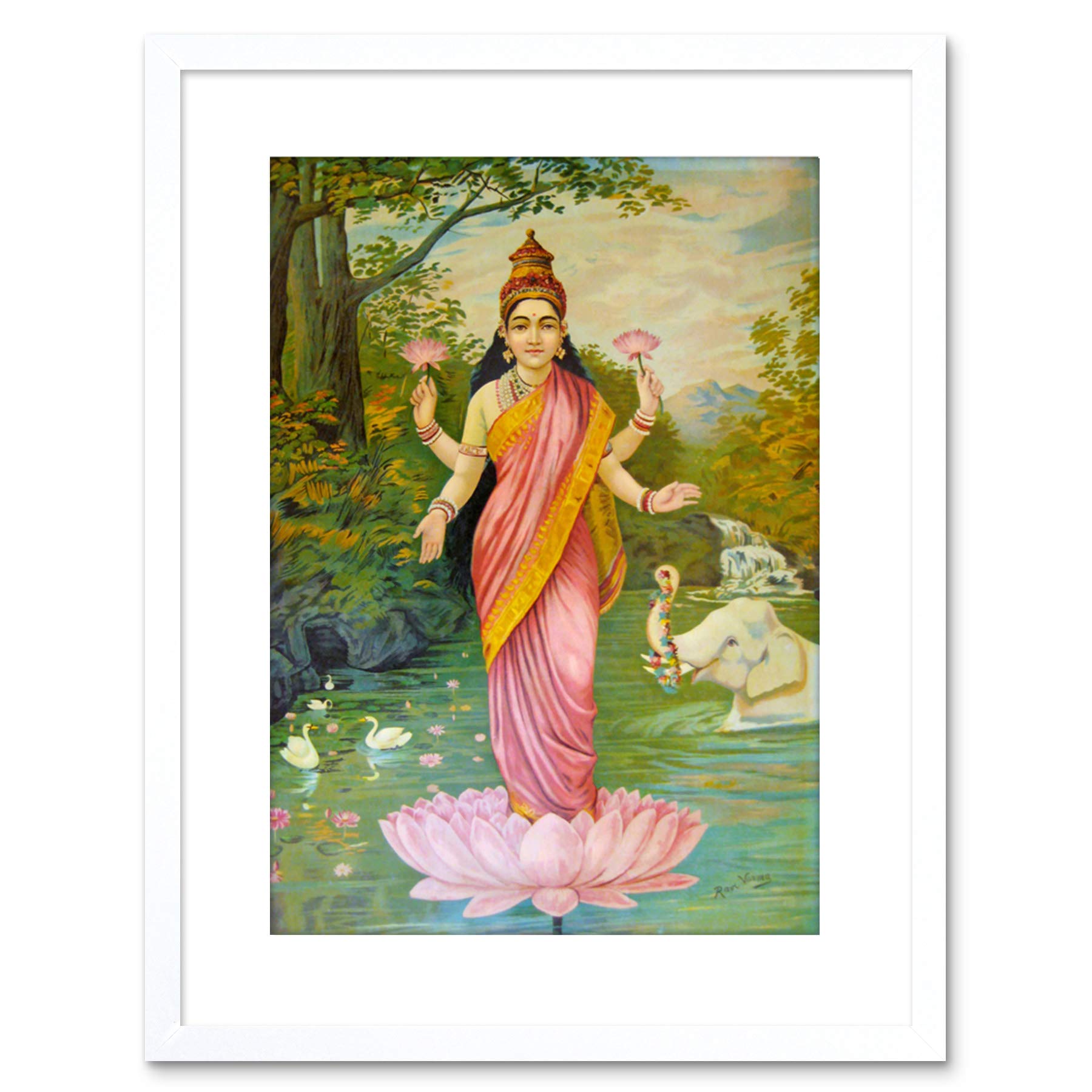 Wee Blue Coo PAINTING VARMA GODDESS LAKSHMI 9x7 FRAMED ART PRINT F97X12882