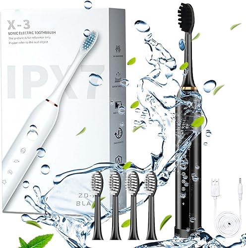 Miniatura 2 de Cepillo de dientes eléctrico, cepillo de dientes eléctrico con 4 cabezales de cepillo, 6 modos de limpieza, temporizador inteligente de 20