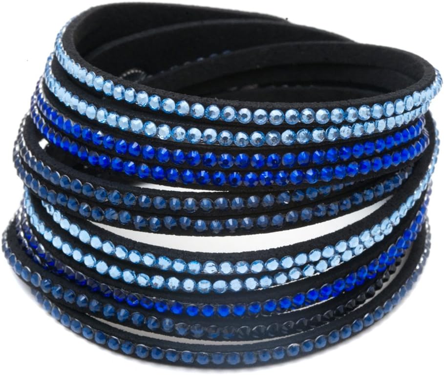 Barzel Leather Created Austrian Crystals Wrap Bracelets (Many Options Available)