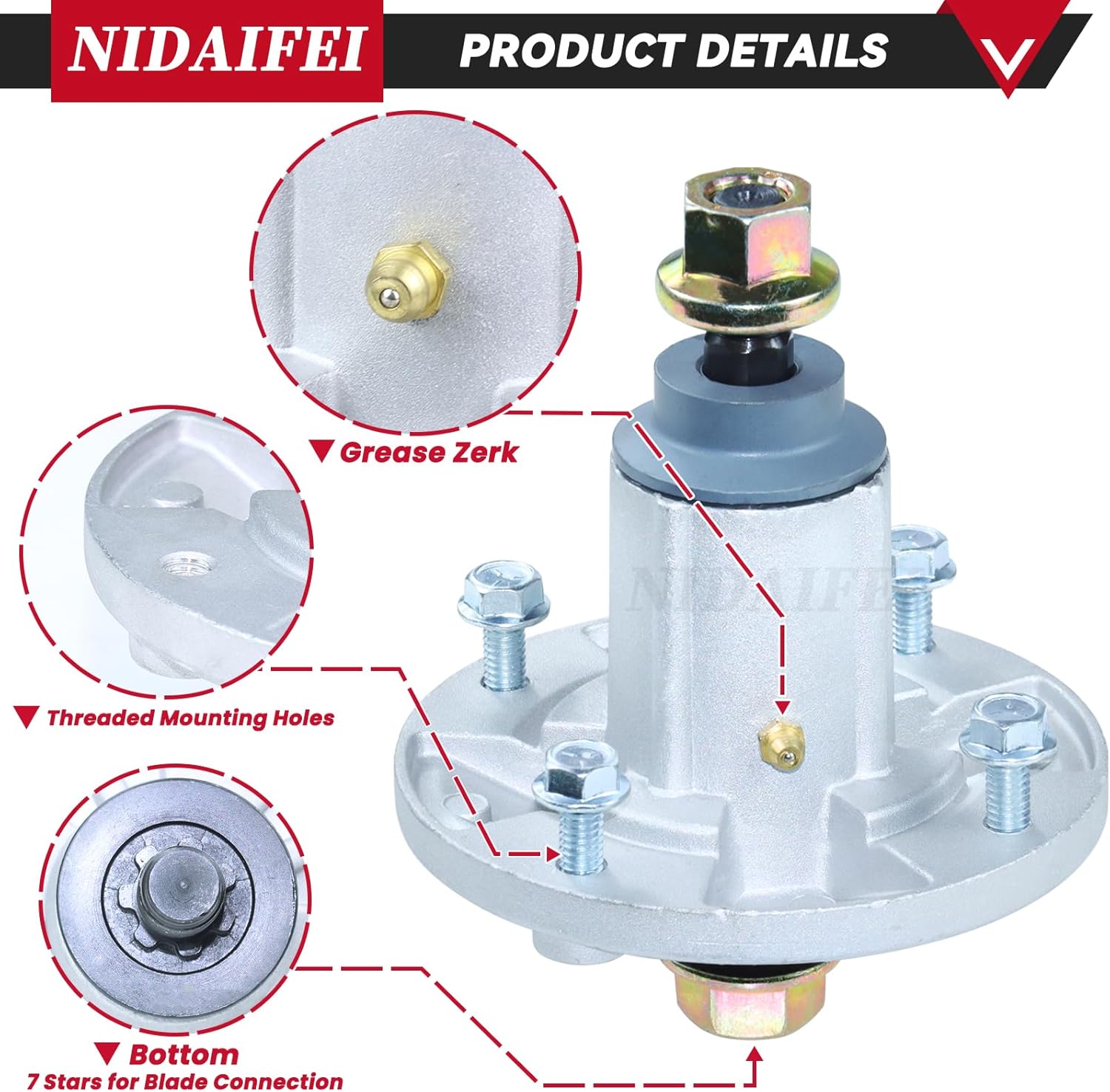 3 Pack Greased GY21099 Spindle Assembly with GX21381 Pulley GY20629 Idler Pulley Replaces GY20867, GY20592, GY22082 for John Deere D170, LA175, E180, G110, 190C, S180, LA150 54" Lawn Mowers