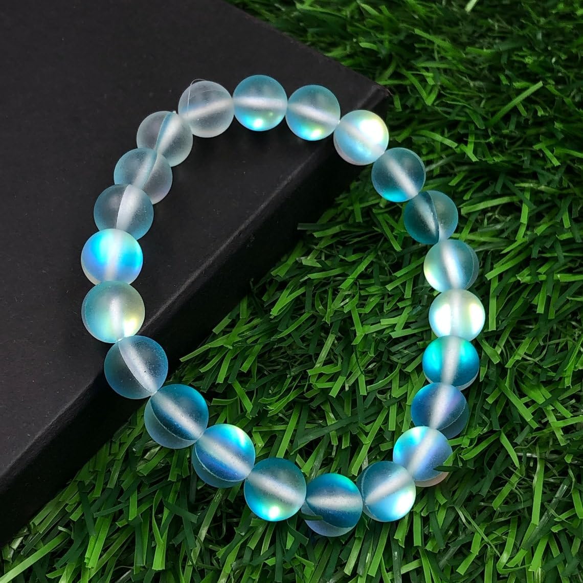 LKBEADS Naturalna matowa Aura Quartz 8 mm rondelle smooth 7 cali półprecyzyjne koraliki bransoletka z koralikami dla mężczyzn i kobiet, uzdrawiająca, kryształowa, rozciągliwa, bransoletka z