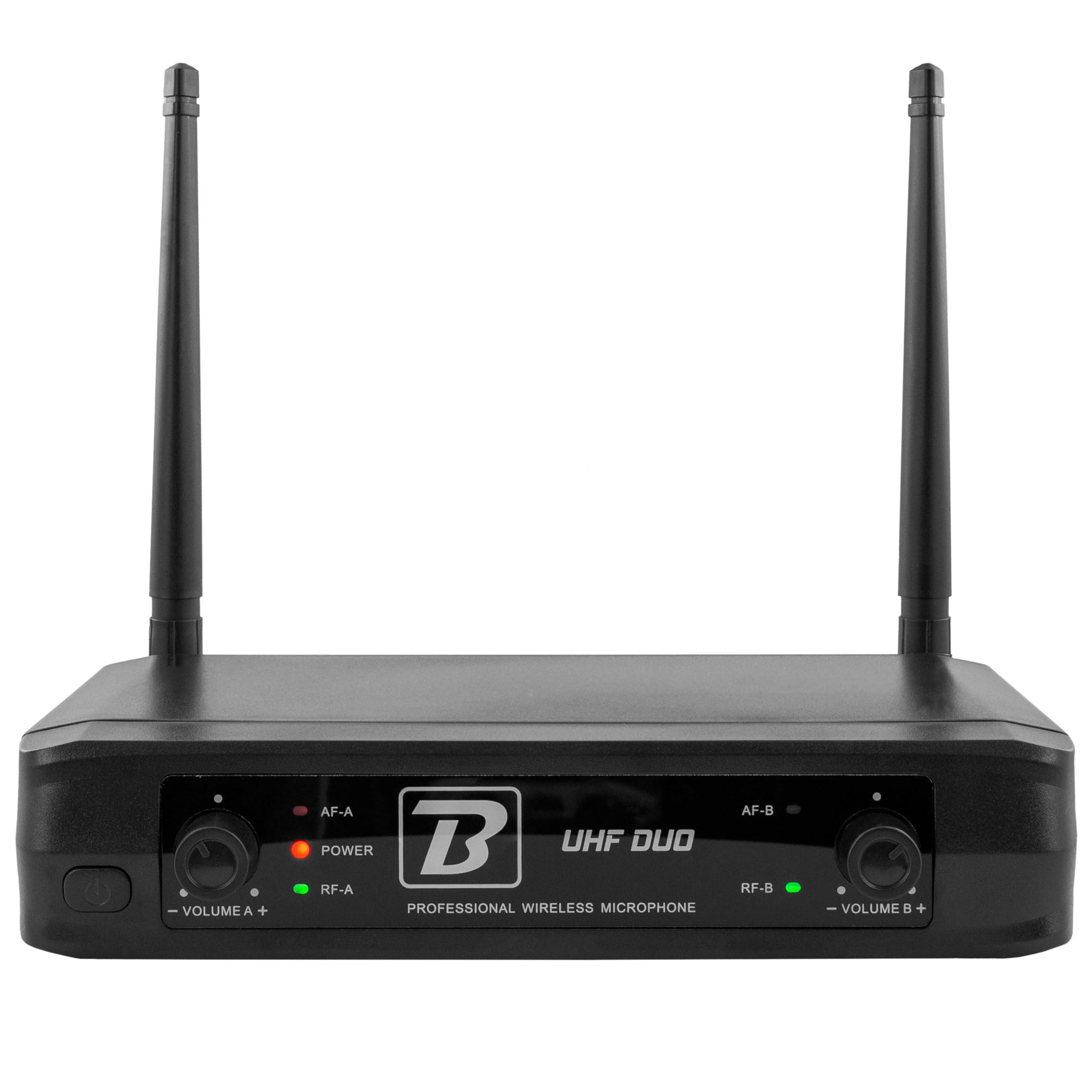 BoomToneDJ UHF Duo - Système Complet micros sans Fil UHF - 2 Microphones dynamiques Main - Double Canal - 663.5 et 682.2 MHz. Idéal pour Chant, Discours, Karaoke, Animation.