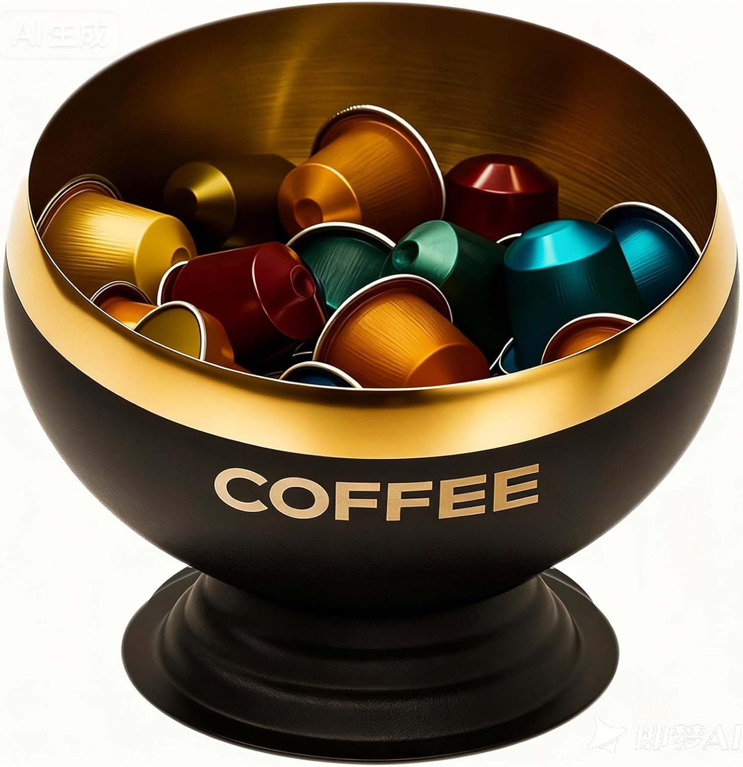 Coffee Pod Holder - Large Capacity Black & Gold Metal Coffee Pod Storage, Capsule Storage Organizer, Coffee Bar Accessories for Kitchen Counter Office Desktop (Black+Gold-7.1in/18cm)