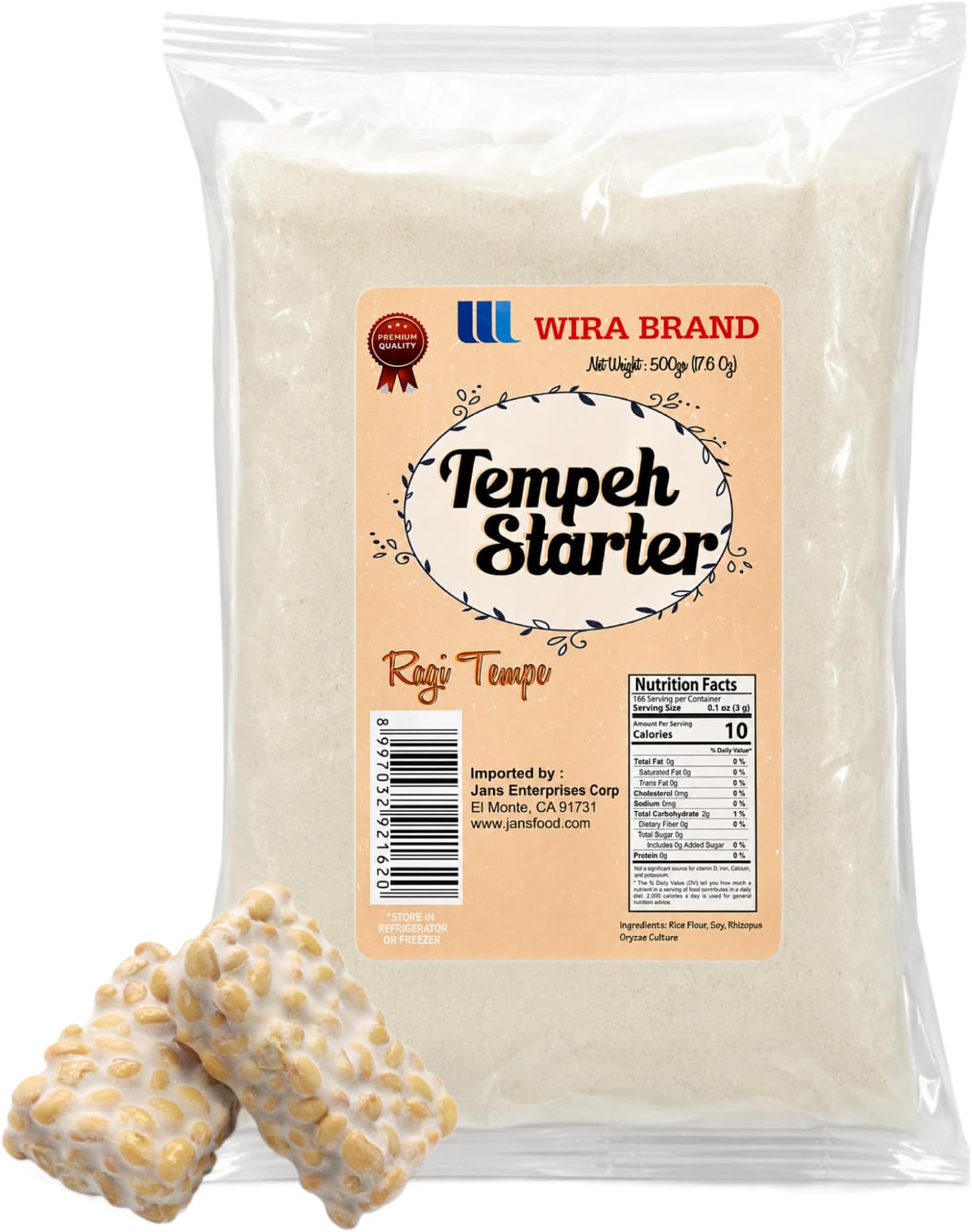 Jans Wira Tempeh Starter (Ragi Tempe) 17.50 ounce (Pack of 1)