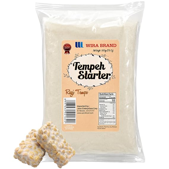 Wira Tempeh Starter with Rhizopus Spores (Ragi Tempe) 17.50 ounce - High Protein Rhizopus Tempeh (Rhizopus Oligosporus) - DIY Plant Based Meat, Gluten Free, Non-GMO