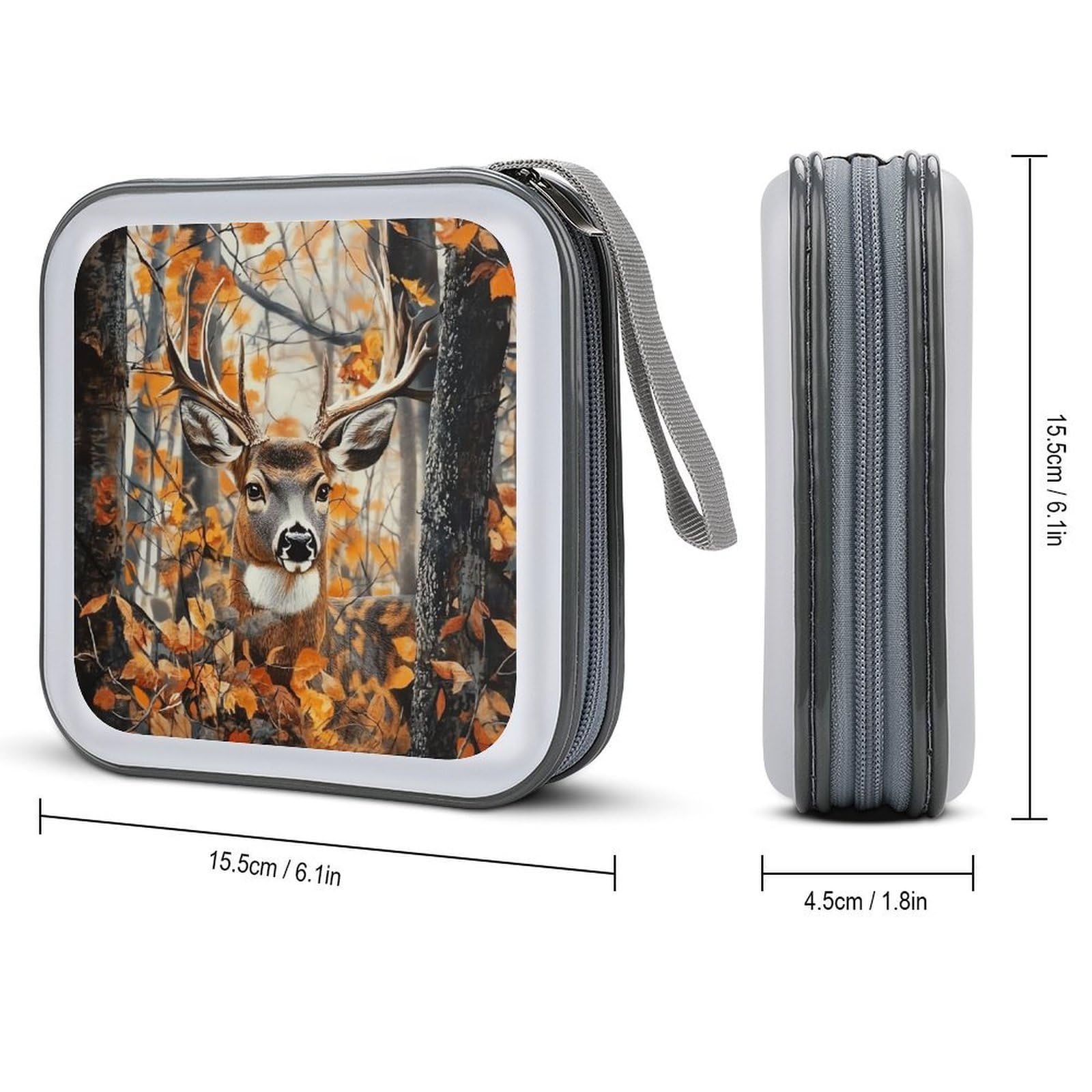 Camouflage Forests Deer CD Case Plastic DVD Case Holder Wallet Disc Storage Organizer for Car Travel