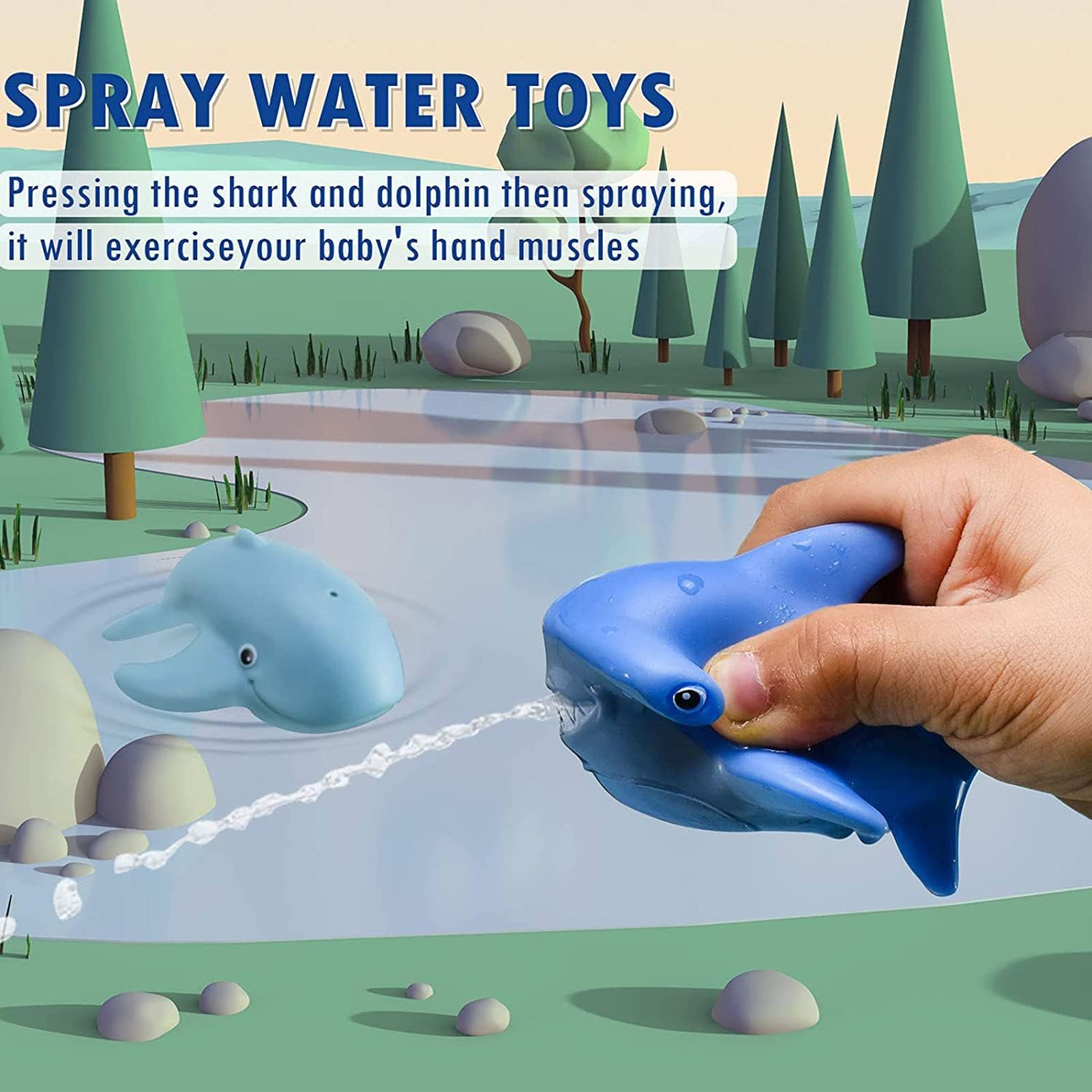 Juguetes Baño Bebe, 7 PCS Juguetes Bañera para Bebés, Juguetes para la Hora del baño, sin BPA, Ocean Juguete de Baño, Niños Niña Juguetes Educativos Seguro — view 3