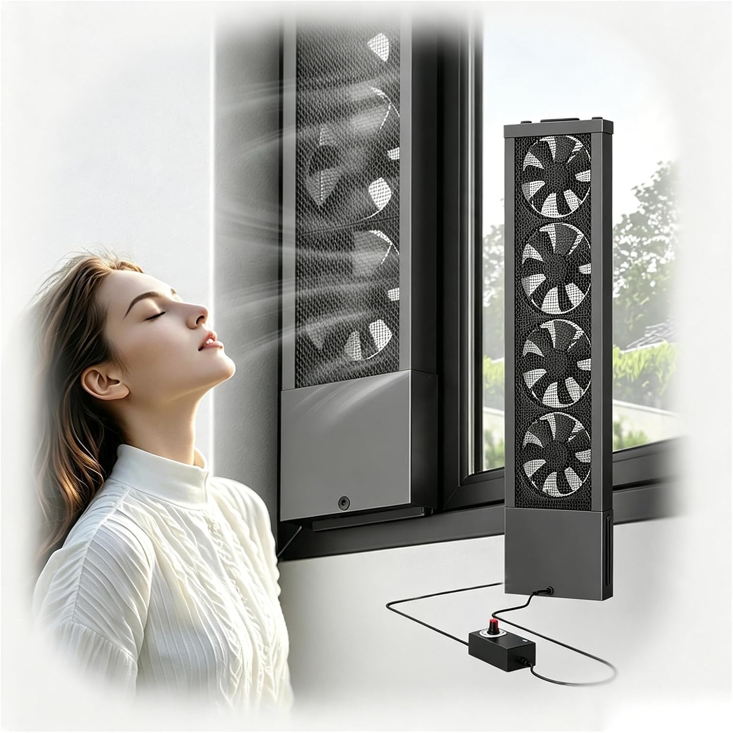 4in Extendable Vertical Window Exhaust Fan, Adjustable Speed 13.7817.72in | Detachable and Easy to Wash, Featuring a Quiet Fan, Drill-Free Installation, For Bedrooms, Kitchens, Bathrooms, Pet Rooms