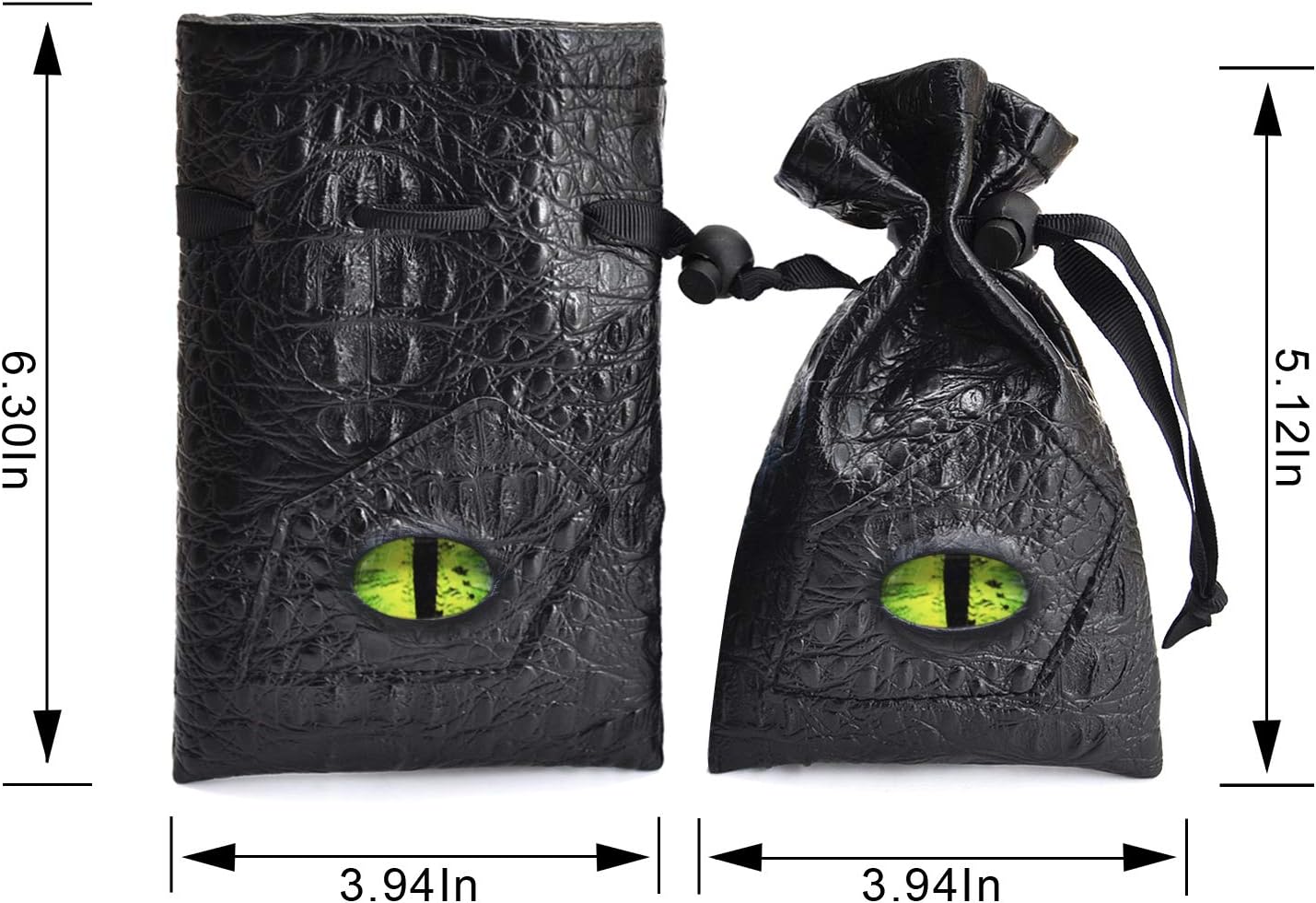 CZYY Drawstring Bag PU Leather Dice Pouch Perfect for RPG, D&D, Game (Green)