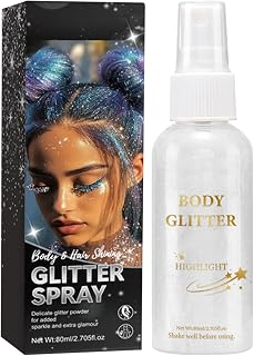 Hair Glitter Spray | Shimmer Glitter Hairspray Dry Powder Makeup - Long-Lasting Loose Powder Highlighter Prom Accessories for Halloween Concert Stage Party Festival Collarbone