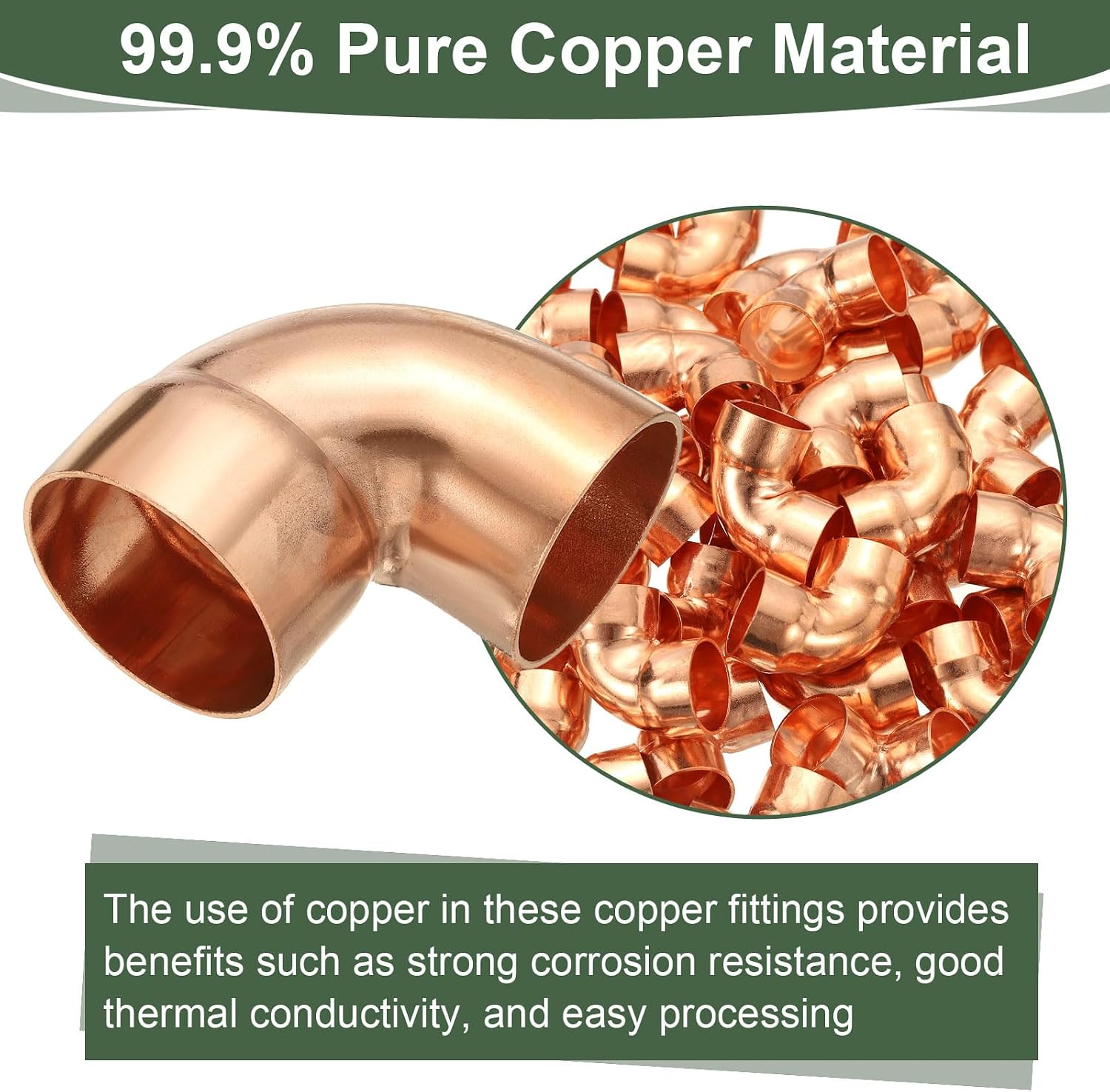 YOKIVE 2 Pcs Elbow Copper Fitting, 90 Degree Copper Pipe Fitting C x C Short Radius Tube Connector, Great for HVAC Refrigeration (2" Nominal Size)