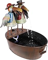 Alpine Corporation 20" Rustic Metal Crow Birds Water Fountain - Whimsical Outdoor Tabletop Decor for Patio, Garden, Yard