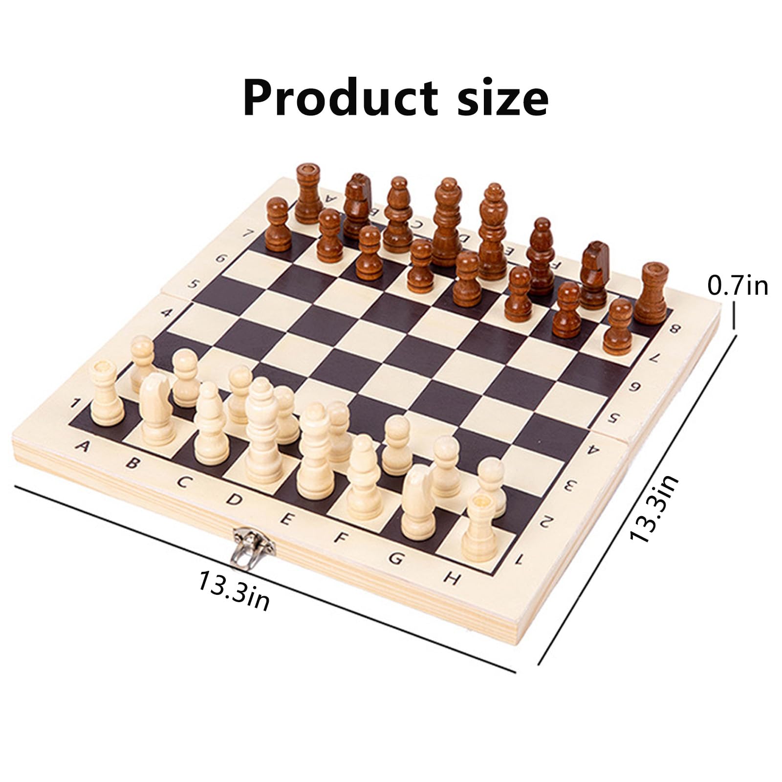 Scacchiera in Legno,9.4 "X 9.3" Scacchiera Portatile con Slot di stoccaggio degli Scacchi,Facile da trasportare, Scacchiera Pieghevole per i Principianti e Adulti(Size:13.3 * 13.3in)