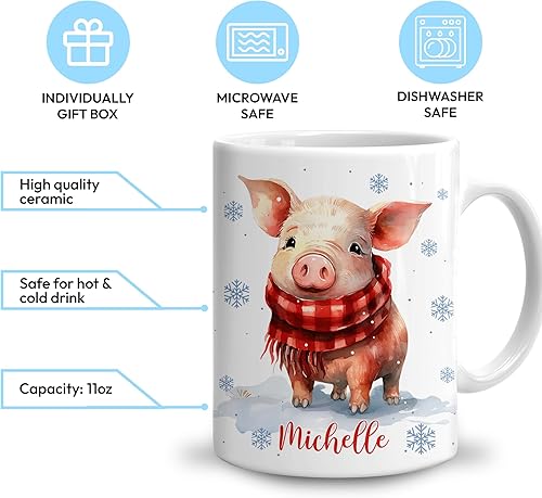Miniatura 3 de Hyturtle Taza de cerdo personalizada para niñas, hombres y mujeres, regalos de cumpleaños y Navidad para amantes de los cerdos, regalos de cerdos
