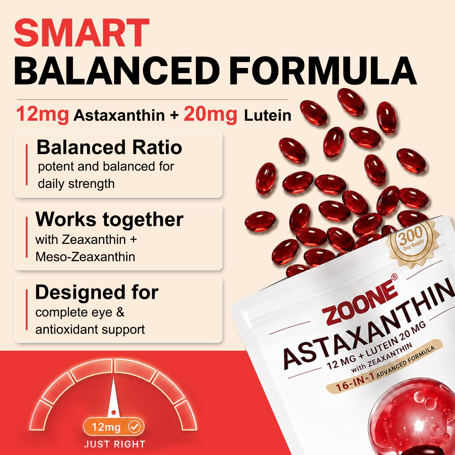 16-in-1 Astaxanthin 12mg & Lutein 20mg and Zeaxanthin Supplements — Amazon image 3