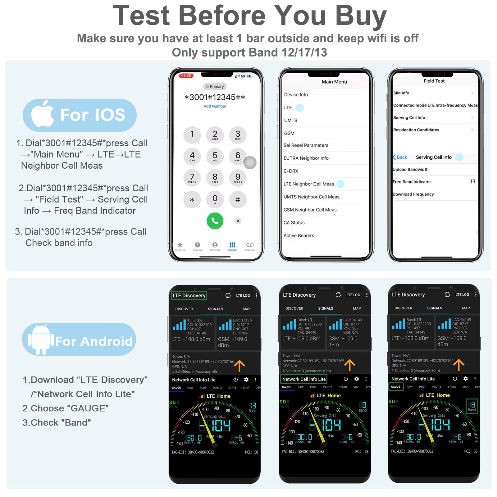 WAIR 100X Internal Phone Antenna Signal Booster for iPhone 13 / Mini/Pro/Pro Max/SE