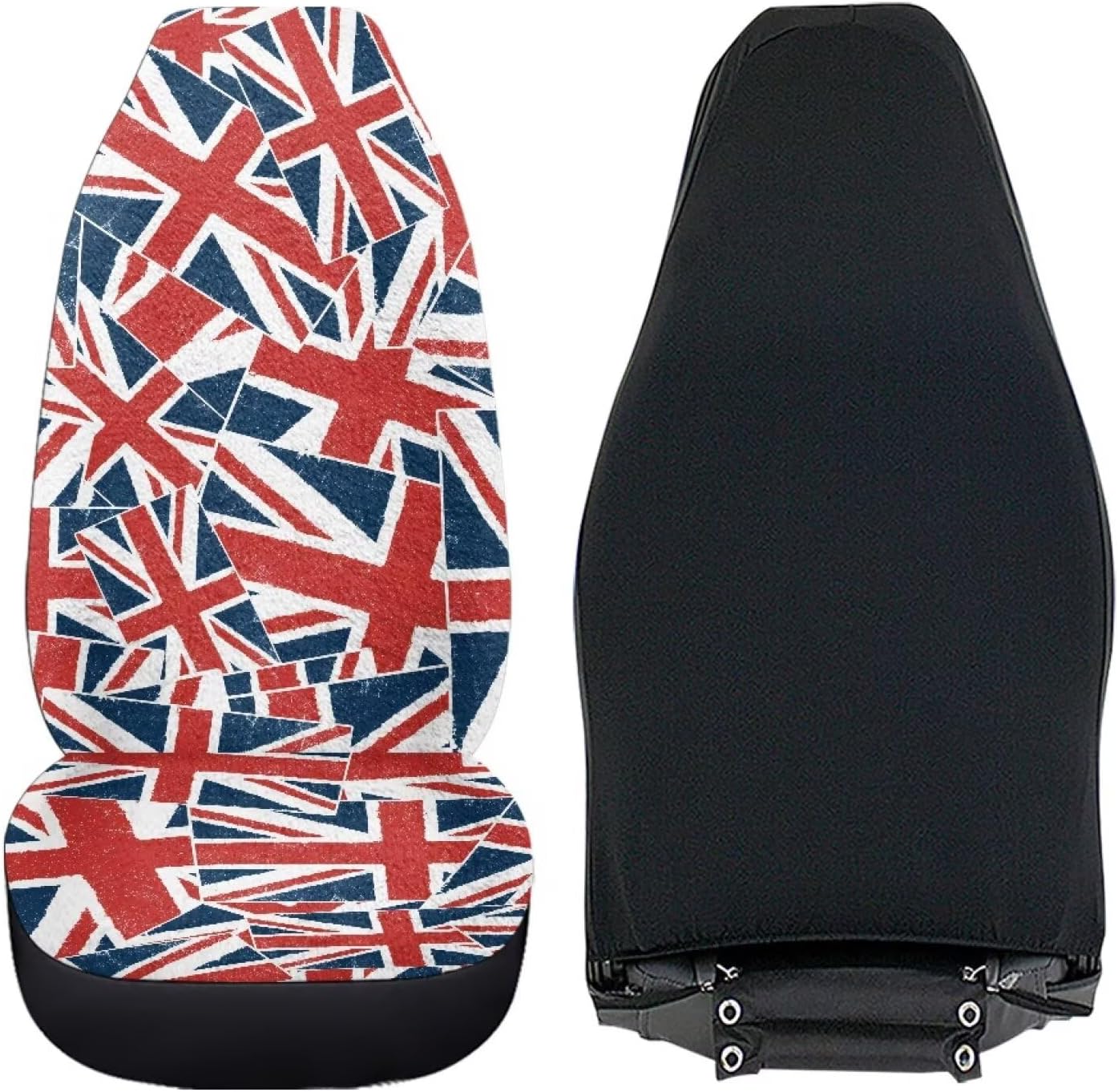 Bulopur Union Jack Car Seat Covers Thick Warm Automotive Front Seat Covers & Accessories Soft Cozy Fluffy Vehicle Interior Protectors 2 Pack, Easy to Install