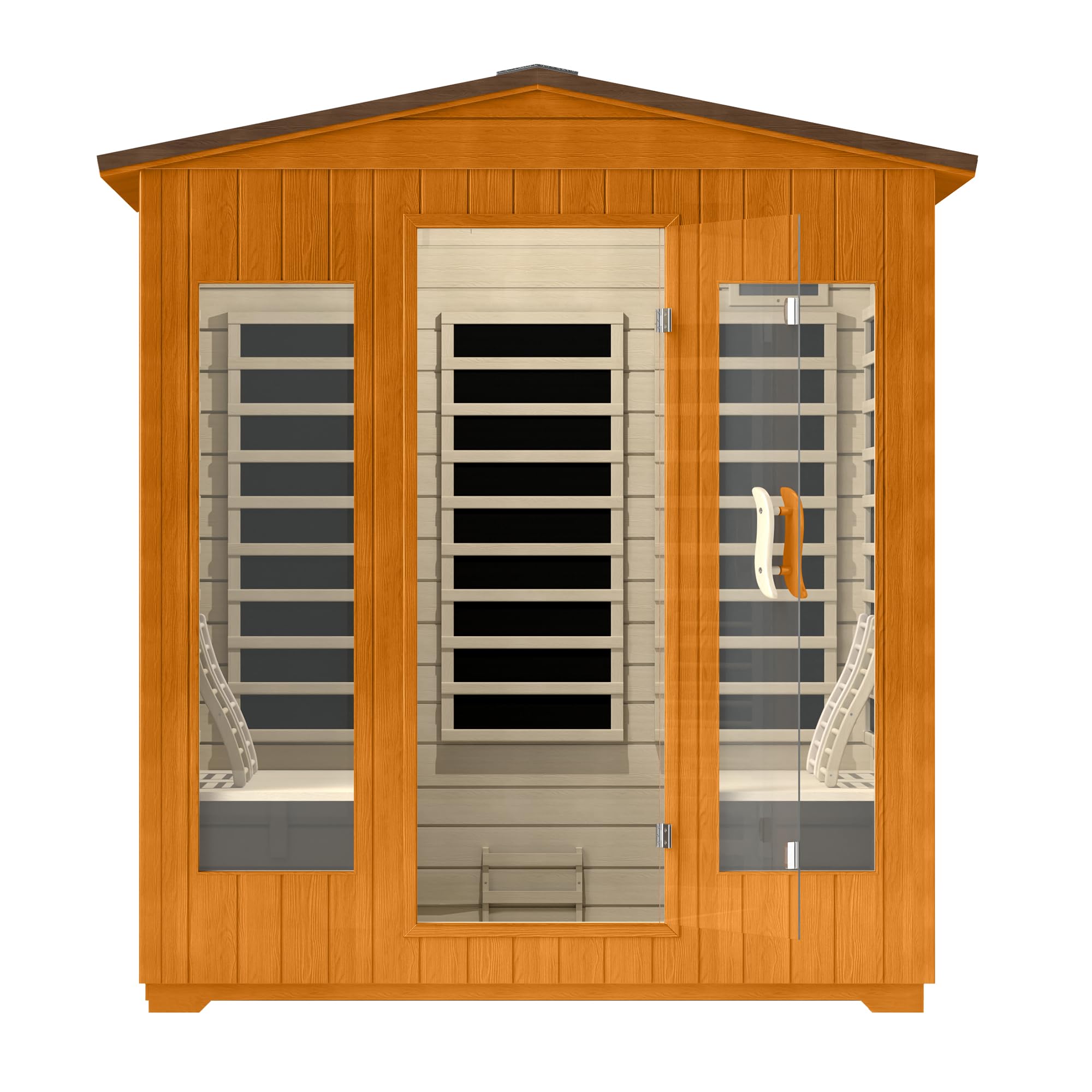 RESTISLAND Outdoor Sauna 4 Person, Far Infrared Sauna for Home Low EMF, Wooden Spa Dry Saunas Room with Infrared Lighting and Integrated Speakers, 7 Colors Chromotherapy for Indoor and Gym
