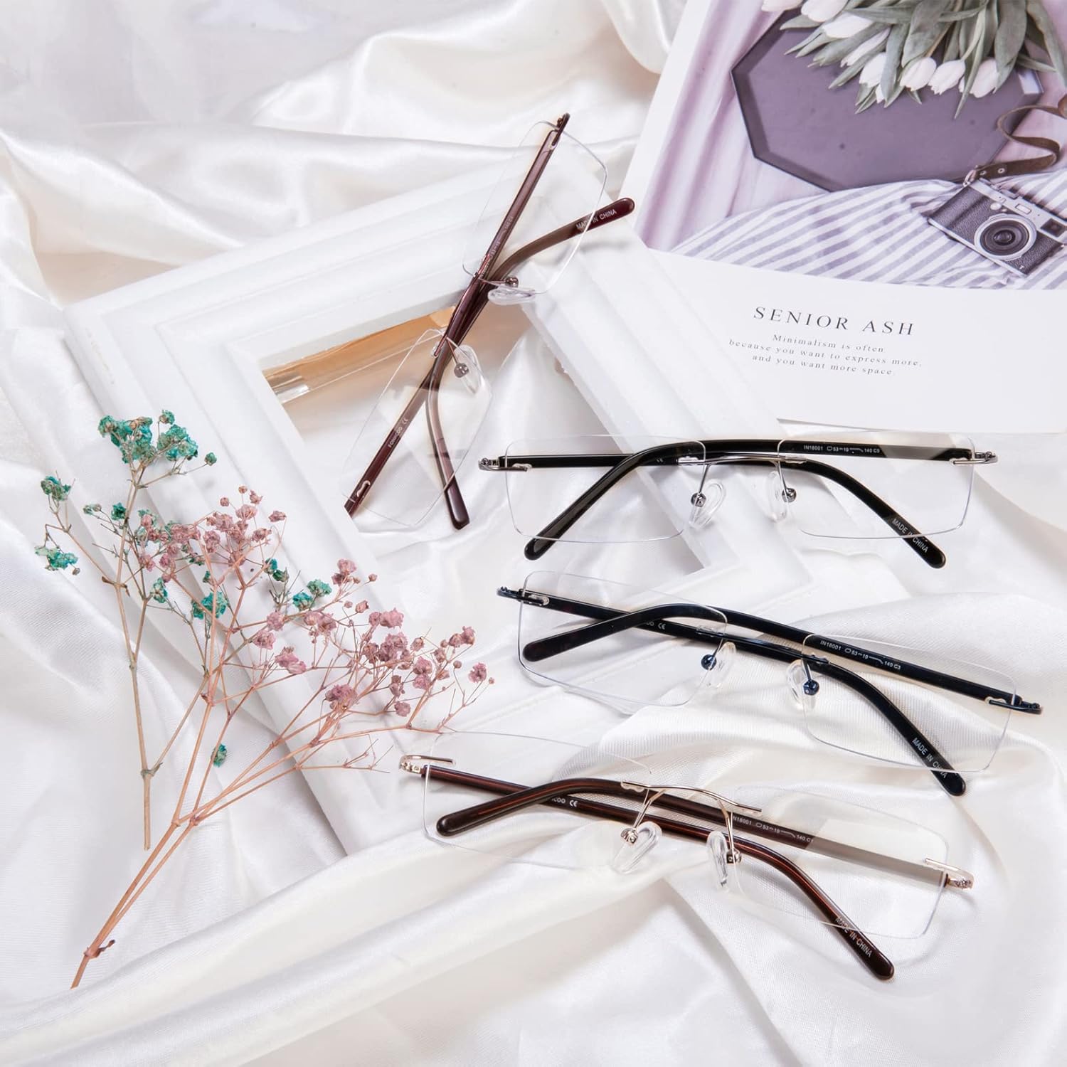 FONHCOO Blue Light Blocking Glasses Anti Blue Ray Unisex Lightweight Rimless Frameless Rectangle Computer Gaming Glasses - Image 7