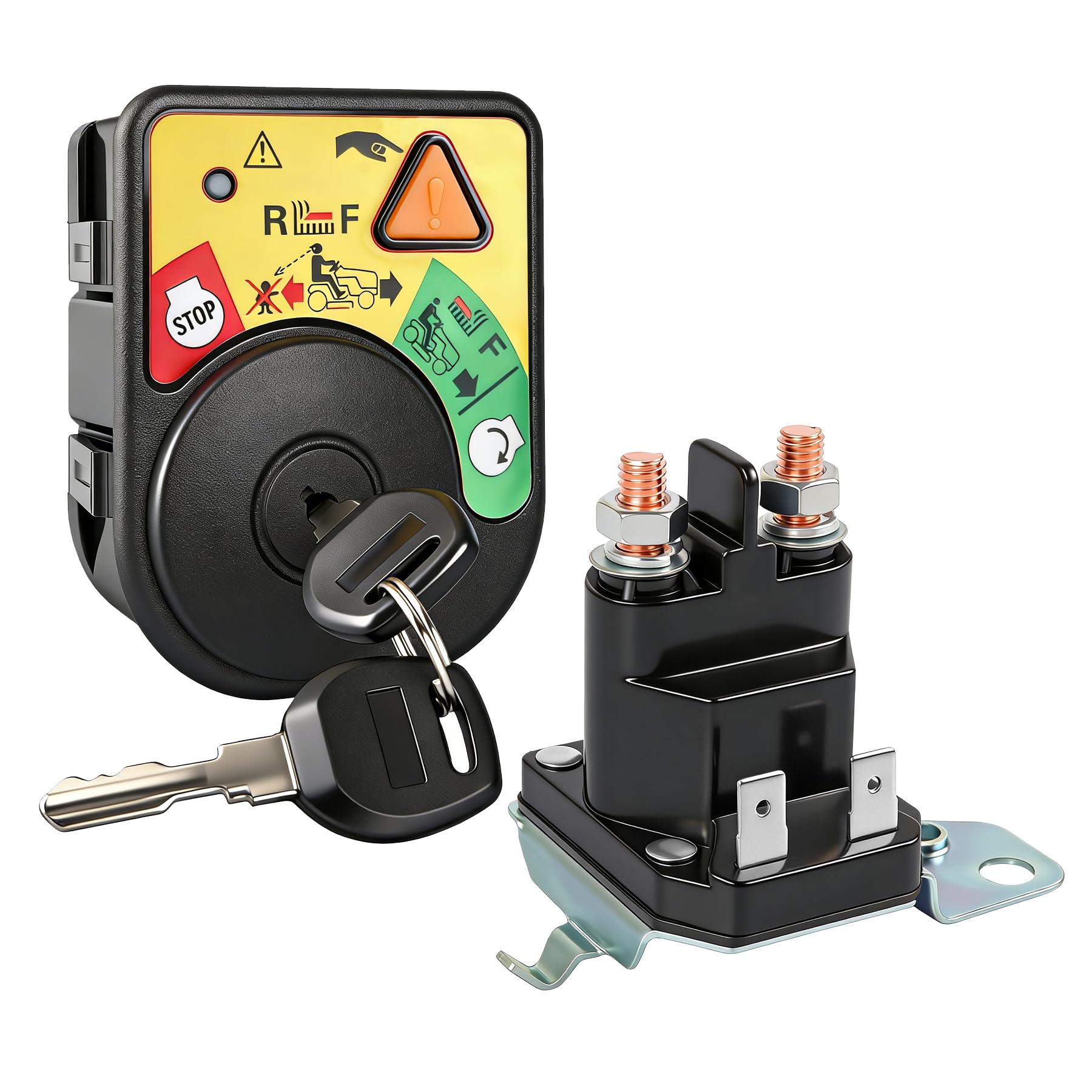 Ignition Switch 925-06119C with 2 Keys & Starter Solenoid Relay 725-06153A Kit Compatible with Cub Cadet XT1 XT2 LT42 LT46 LT50 LT54 / RZT/Z-Force/MTD/Troy-Bilt/Craftsman Mowers 925-06119C&725-06153A
