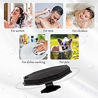 Vista 5 de Paquete de 2 cepillos de silicona para el cuerpo, con esponja de silicona, exfoliante para el cuero cabelludo, champú y cepillo de limpieza