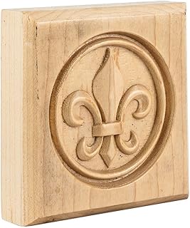 Box of 10- Hard Maple- Fleur De Lis Rosettes 3-1/2" X 3-1/2" X 7/8"10