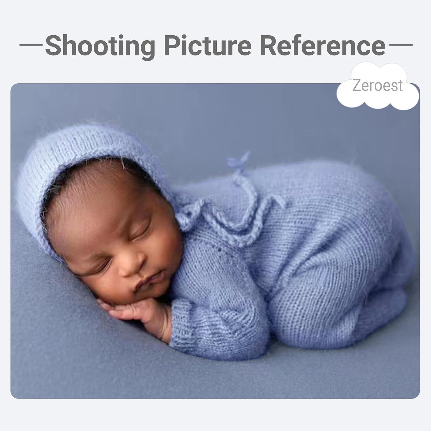 Zeroest Newborn Boy Girl Photography Props Knit Footed Romper with Classic Bonnet Baby Photo Photoshoot Outfits