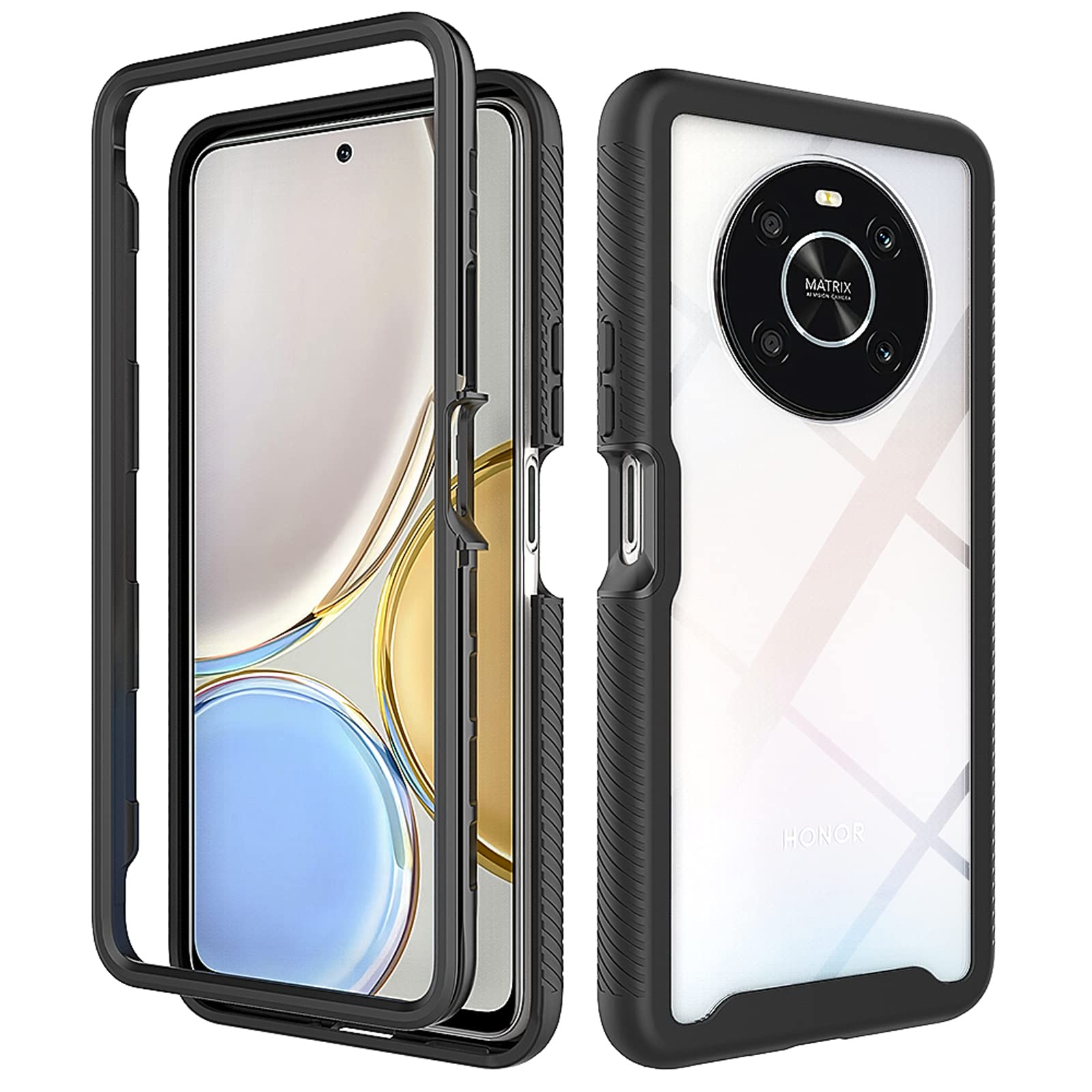 Custodia Per Honor Magic4 Lite Con Anello Porta Dito E Supporto: Bumper In TPU E PC, Retro Traslucido. Adatta Per Supporto Magnetico Auto. - 3
