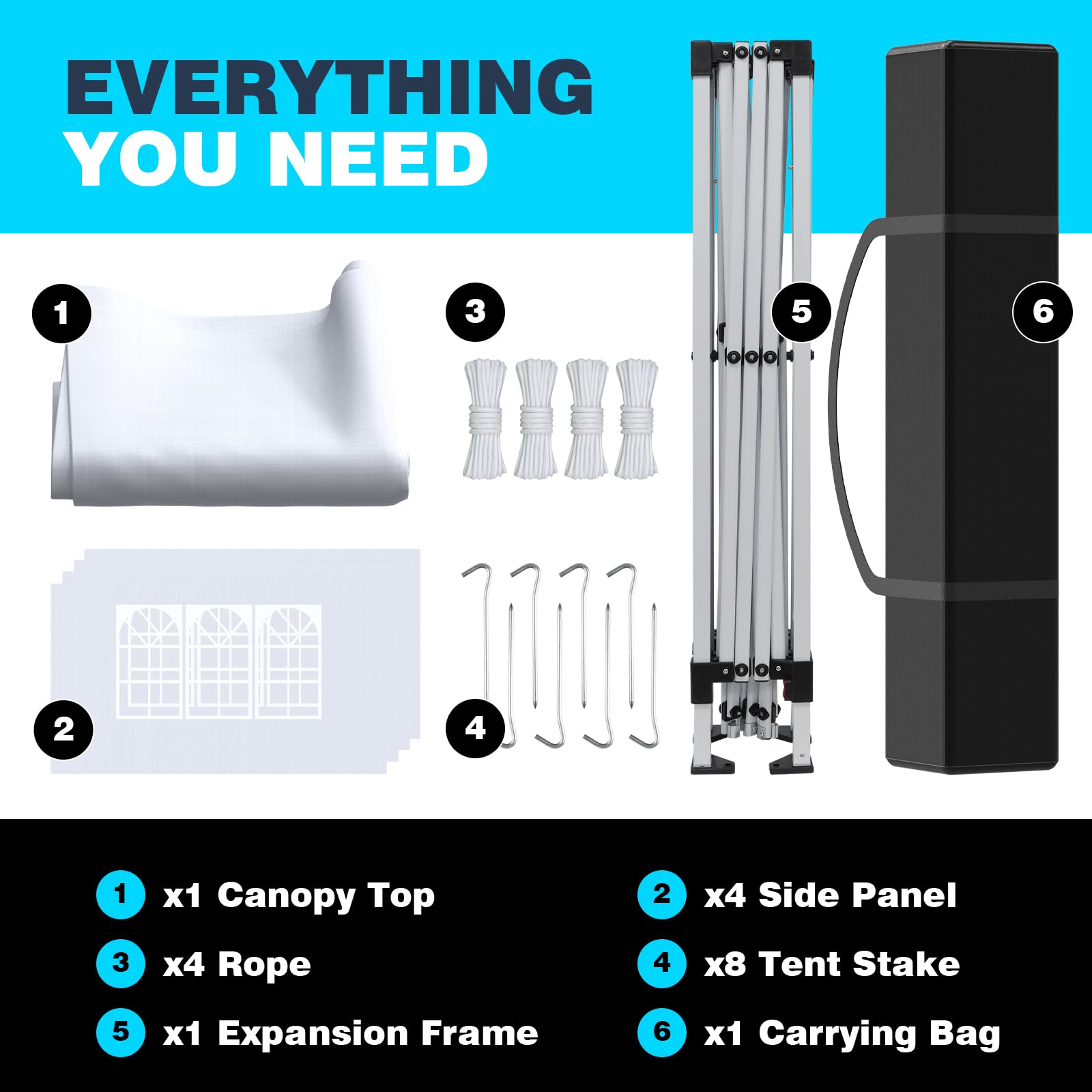 Tonnelle de Jardin 3x3m,Tonnelle Pliante,Tente de Camping avec 4 Côtés、Sac de Transport,Imperméable,Anti UV50+，Hauteur Réglable，Tente Réception,Barnum Pliante pour Exterieur Party Festival,Blanc