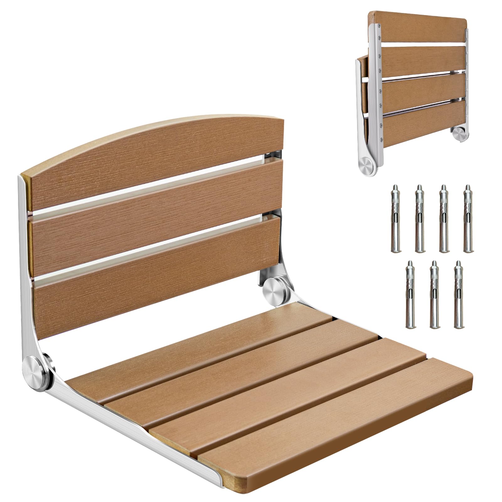 Foldable Shower Chair, 16" Folding Shower Seat Wall Mounted, Safety Furniture Stainless Steel for Elderly, Fold Down Shower Bench for Inside Shower, Pregnants-Maximum Load 400lb