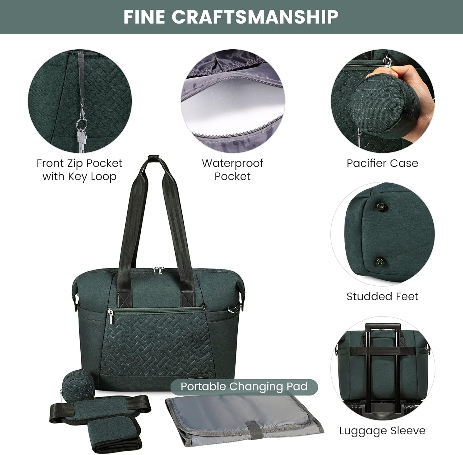 LOVEVOOK Diaper Bag Tote, Large Baby Diaper Bag Waterproof Travel Diaper Tote with Changing Pad - Image 5