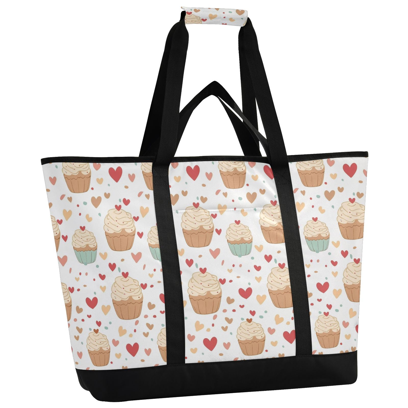 Cute Cupcakes Prints - Bolsa térmica térmica reutilizable con cremallera, bolsa térmica grande portátil para viajes o camping