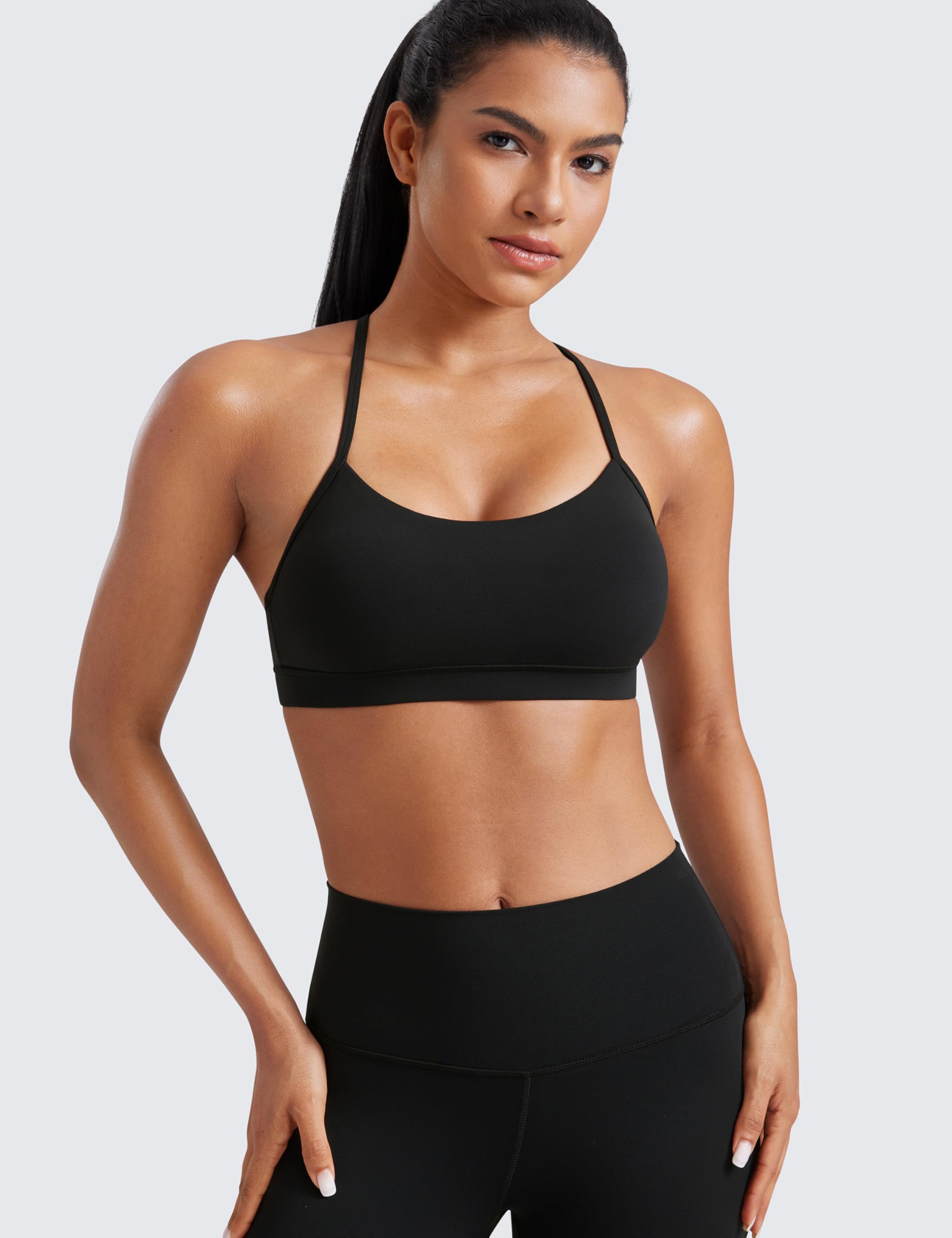 CRZ YOGA Butterluxe Womens Y Back Sports Bra - Padded Racerback Low Impact Spaghetti Thin Strap Workout Yoga Top - Image 2