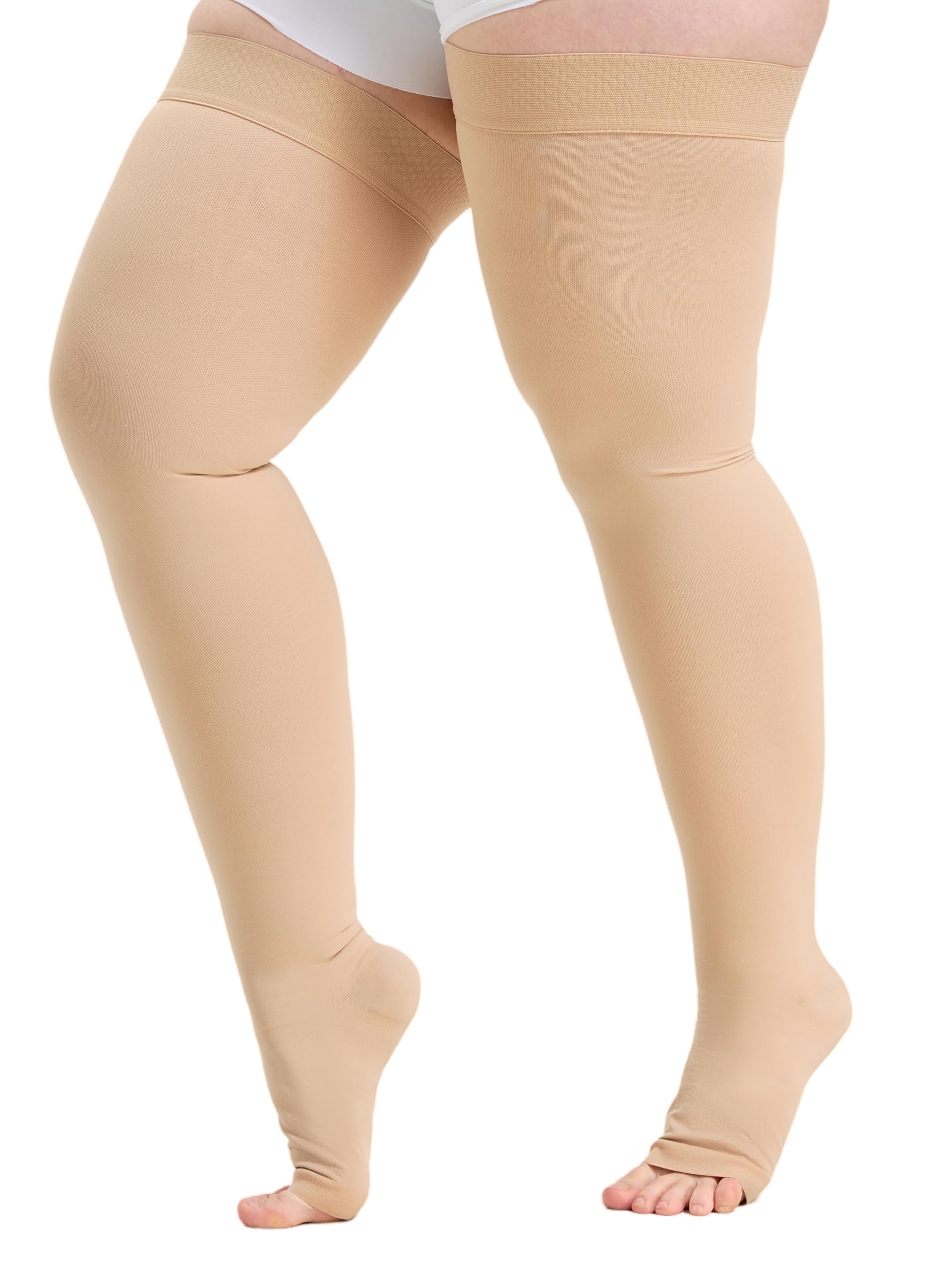 TOFLY Extra Wide 5XL 30-40mmHg Thigh High Compression Stockings Open Toe