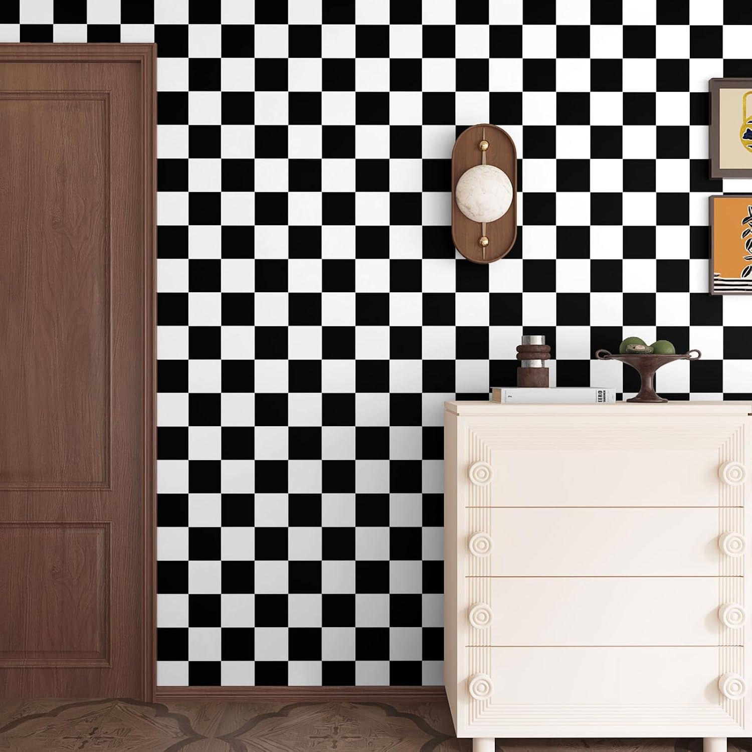 Vintage Checkered Wallpaper Peel and Stick Backsplash Mosaic Plaid Wallpaper for Bedroom Bathroom Accent Wall 15.7"×78.7" Self Adhesive Contact Paper for Countertops Cabinets Liner