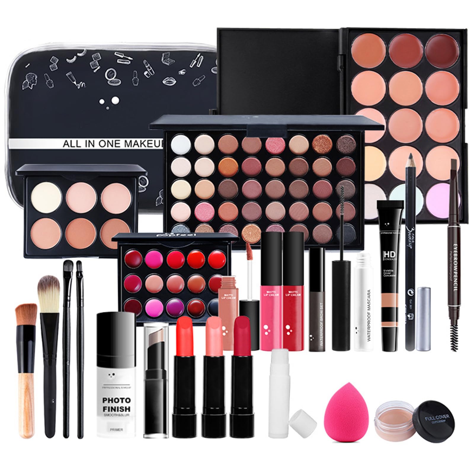 Set Trucchi Make Up Completo Donna Cosmetico Kit Viaggio per Occhi, Viso e Labbra - Sorpresa Regalo Trousse di Trucchi con Ombretto Eyeliner Mascara Correttore Rossetto Lucidalabbra