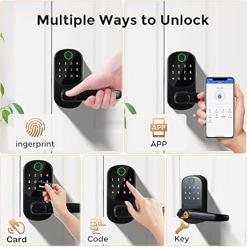 Smart Door Lock, Fingerprint Door Lock, 12-in-1(Fingerprint/passcode/APP/IC Card/Key) Password Bluetooth Smart Locks,Biometric Electronic Smart Lock for Home, Office, Hotel Office, Apartment