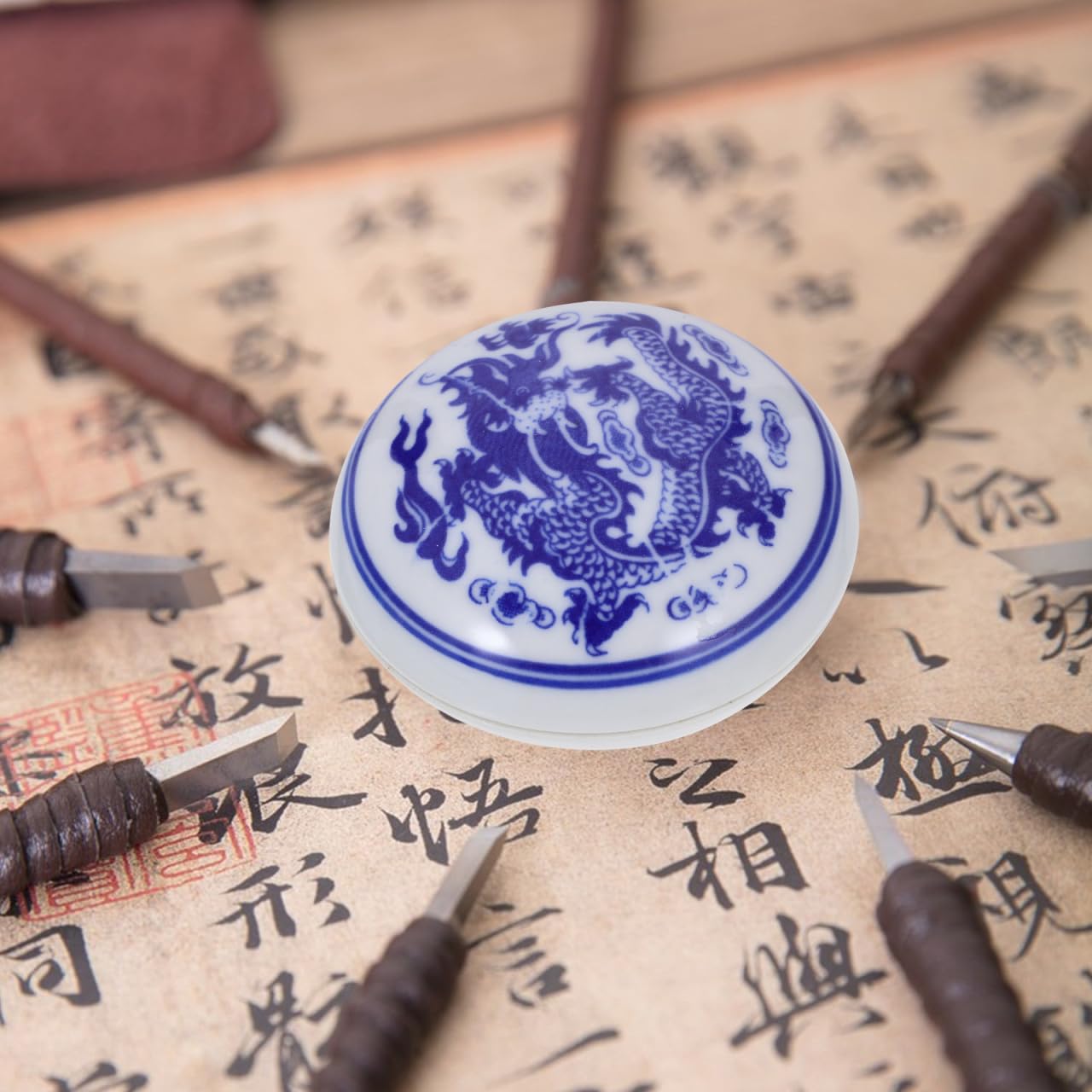 COHEALI Seal Calligraphy - Tampone di inchiostro rosso brillante per pittura cinese, adatto per arte tradizionale e collezionisti di sigilli, 3 pezzi