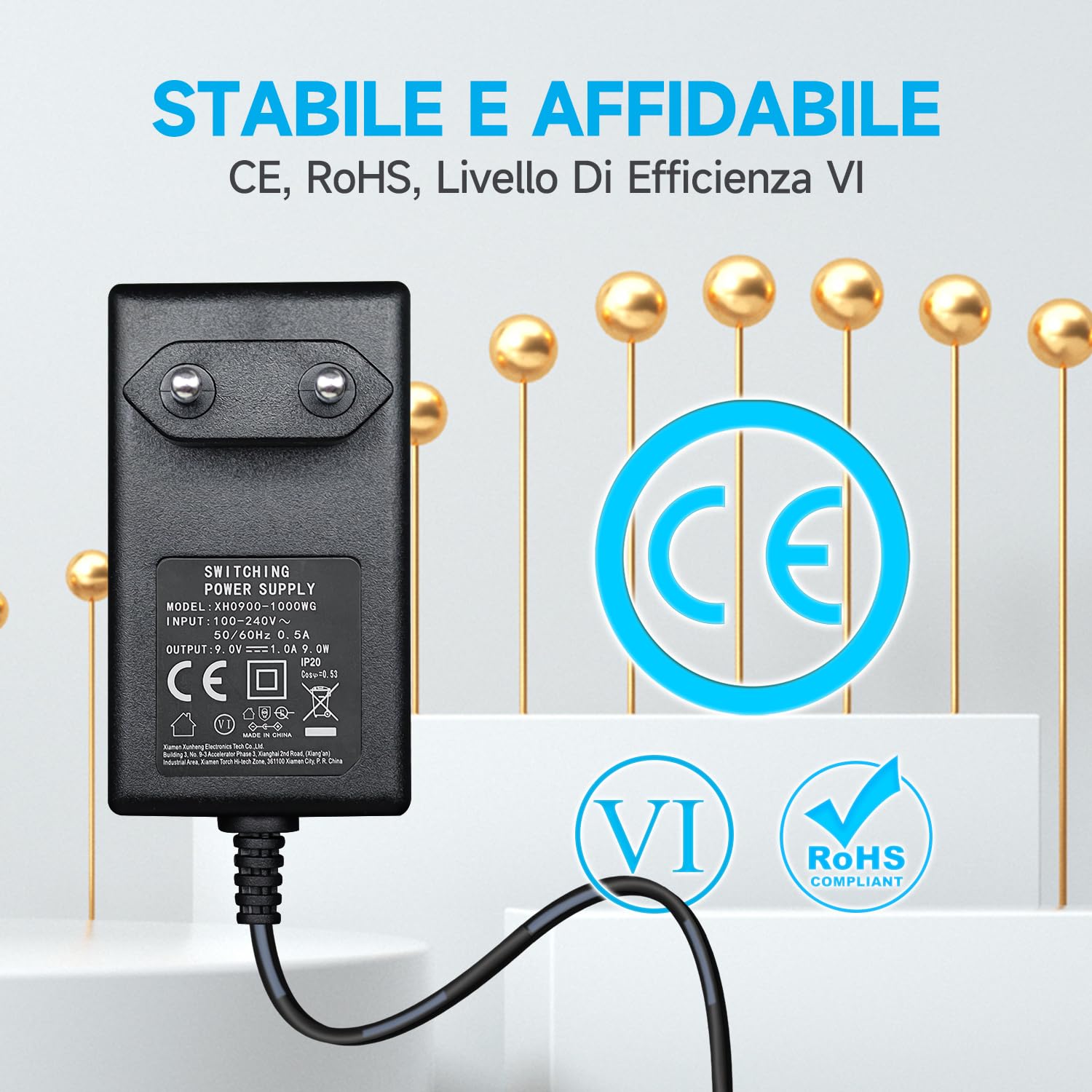 Alimentatore 9v 1a (1000mA) Con Spina USA - Adattatore AC/DC Con - Foto 12